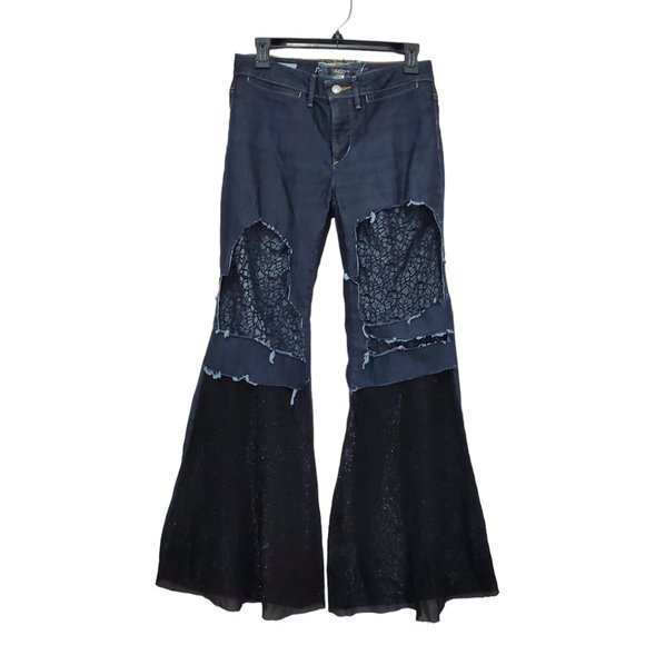 Lileth Couture Denim - Lileth Couture Banana Republic Denim Lace & Mesh Jeans Pants One of a Kind